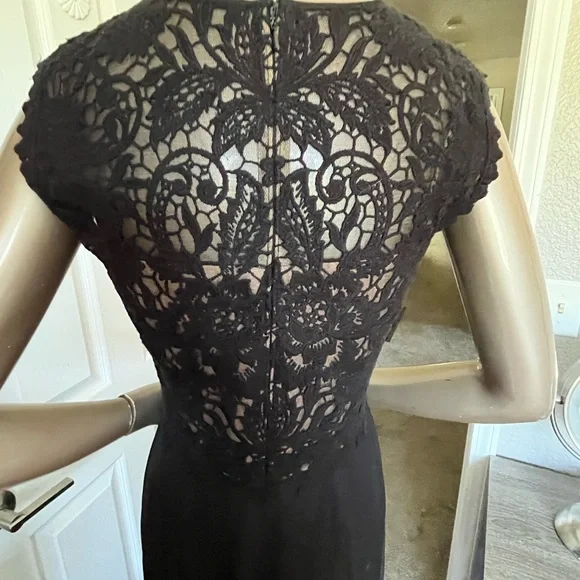 Tadashi Shoji Black and Silver Embellished Maxi Gown